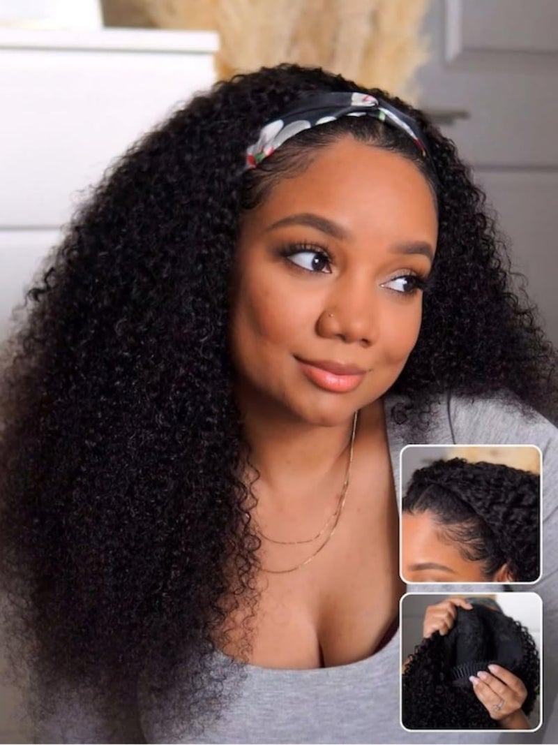 Nadula Glueless Afro Kinky Curly Half Drawstring Wig Human Hair No Leave Out with 4C Blend Edges Hairline, 12A Upgraded Flip-over Design Wear and Go Clip in Half Wig Beginner Friendly 18inch - Image 3